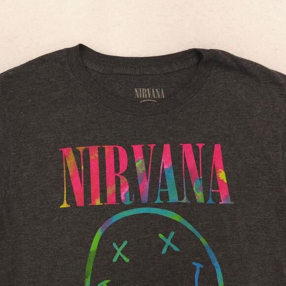 Nirvana Band Crew Neck Graphic Short Sleeve T Shirt Womens Size Medium M Black - Picture 1 of 9